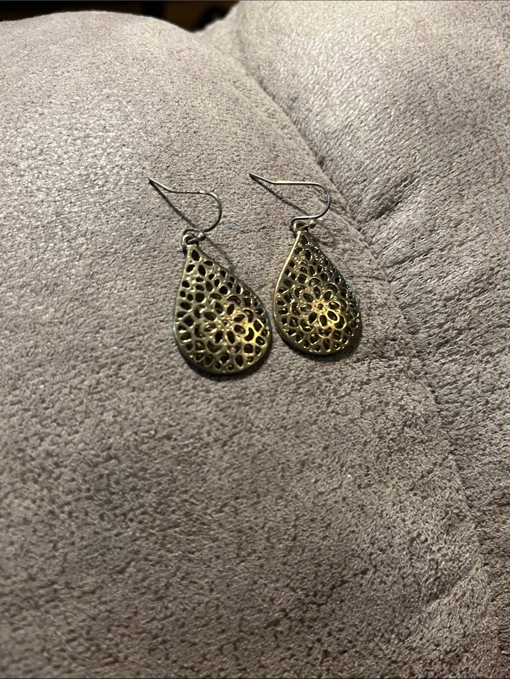 Gold Filigree Teardrop Dangle Earrings - Women Jewelry 1891